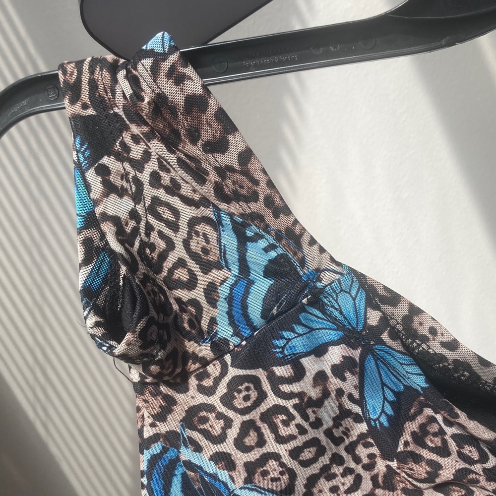 Rue21 top Butterfly animal print cinch string in front casual boho M jr - Picture 6 of 17